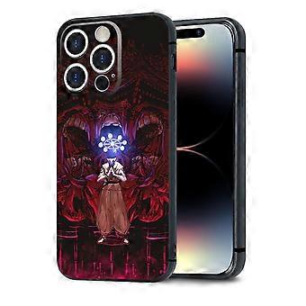 Anime Phone Case for iPhone 13 Pro, TPU Silicone Black Cover with Manga Pattern and Impact‑Absorbing Protection