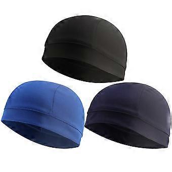 Windproof Sun Protection Liner Cycling Headwear for 3Pcs Navy Blue Set
