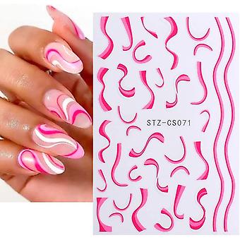 Nail Art Stickers Decals – Marble Wavy Swirls & Lines (JO1854), Multicolored, Matte Finish