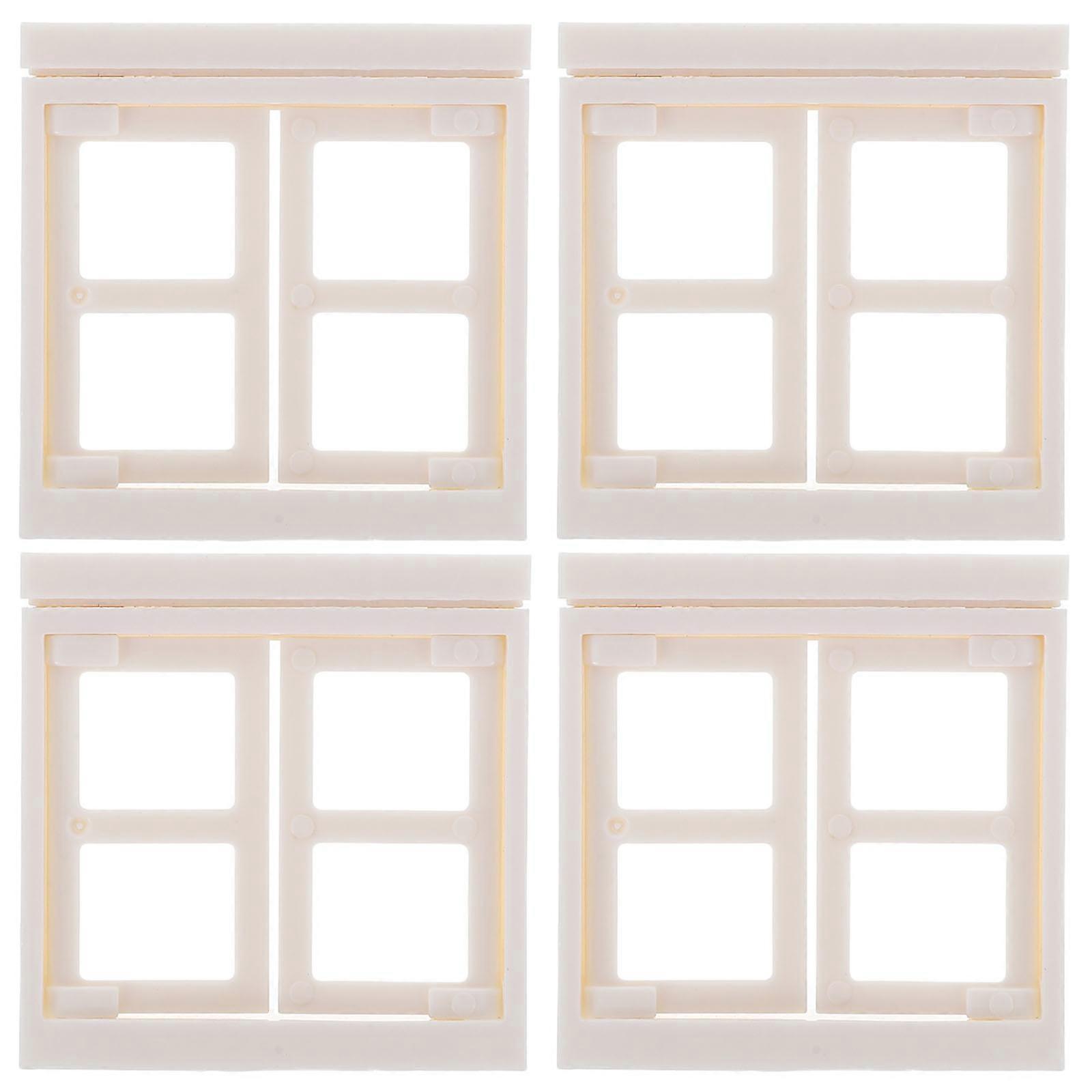 Dollhouse Miniature Window Plastic Model for DIY Decor 4Pcs