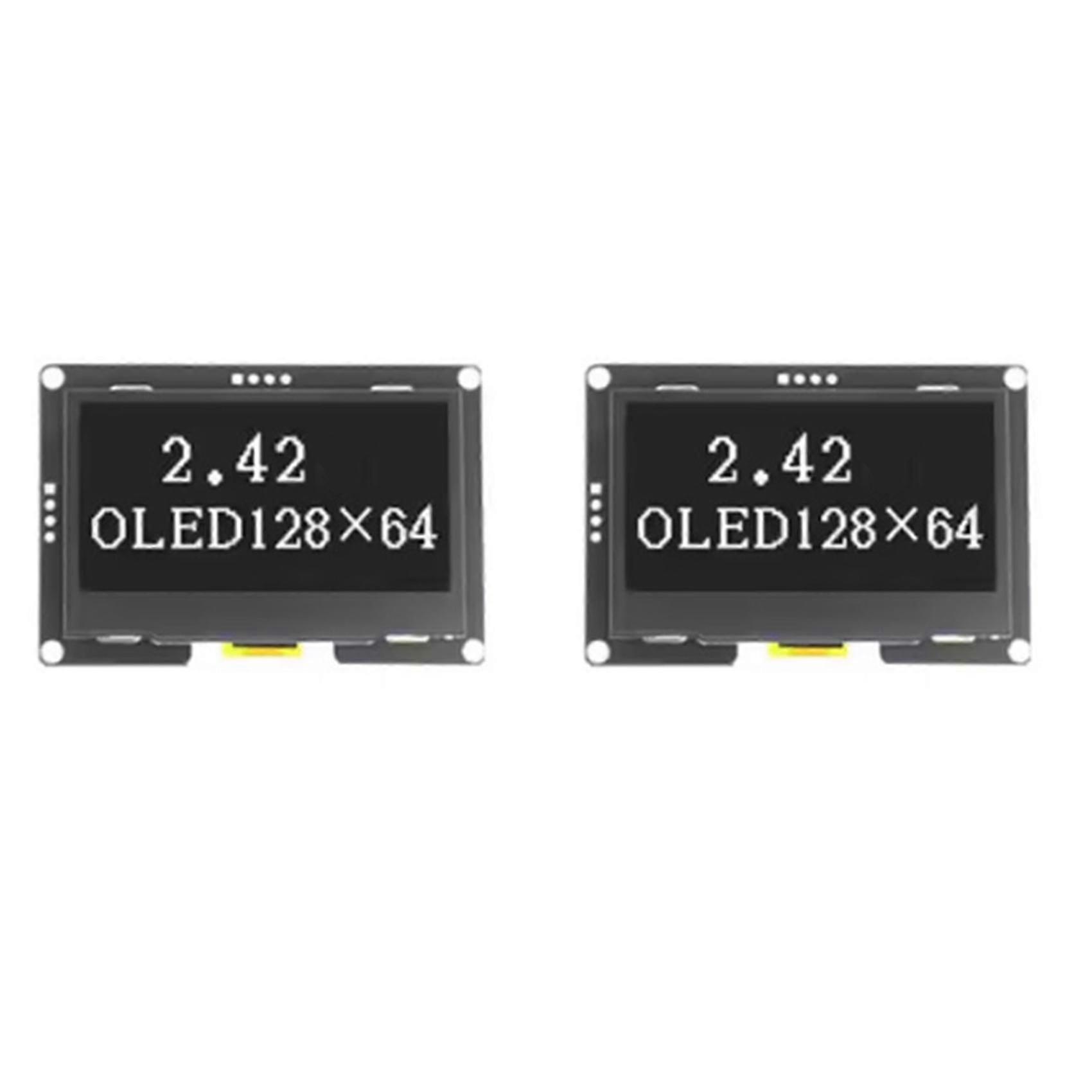 2pcs 2.42-Inch High-Contrast OLED Display Module - 128x64 Resolution,compatible with I2C/SPI Interface, White