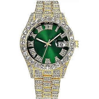 Herrenuhr, modische Strass-Quarzuhr, Strass-besetzte Armbanduhr, Größe 26-27