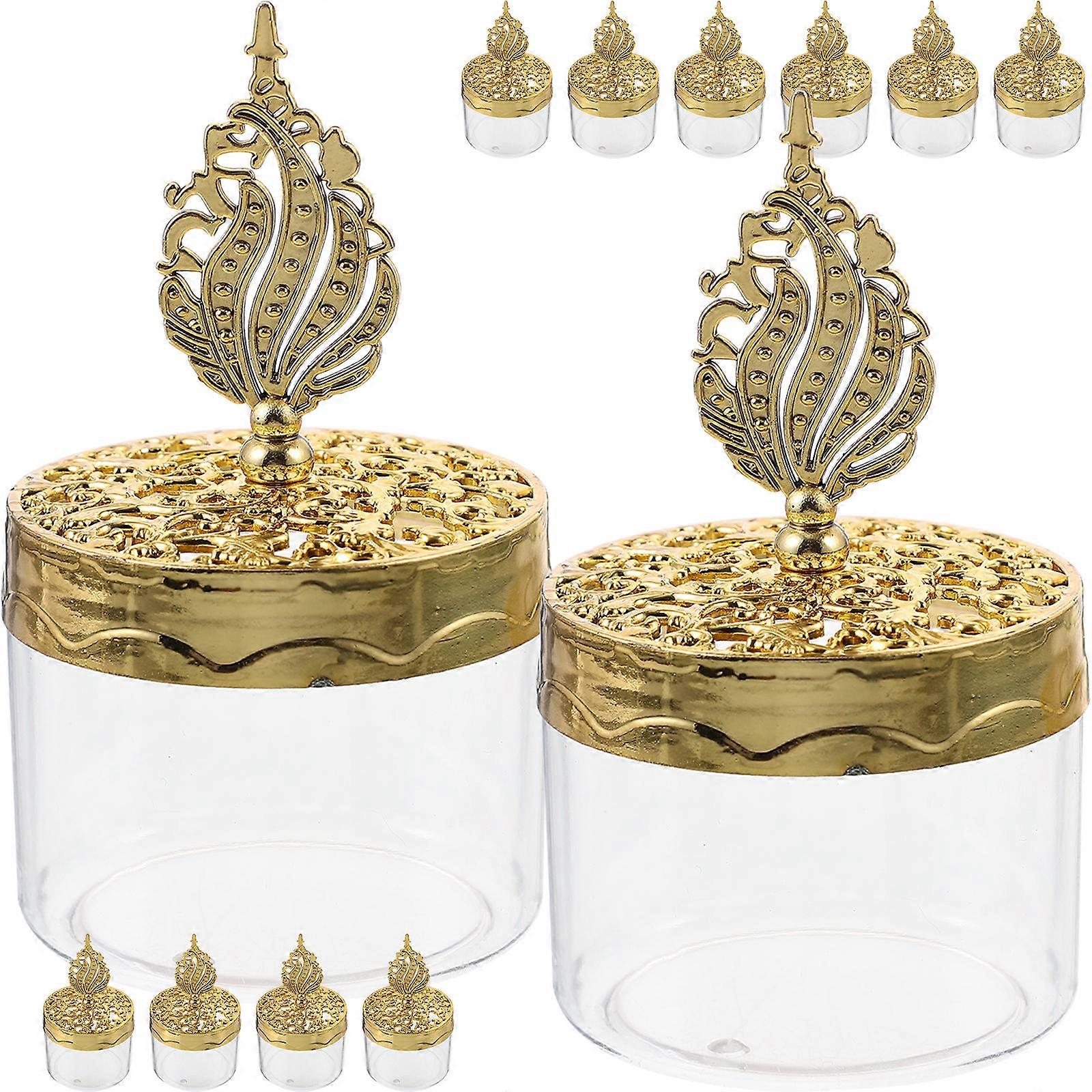 Transparent Candy Box for Storage Use Plastic Wedding Candy Boxes 12Pcs Golden