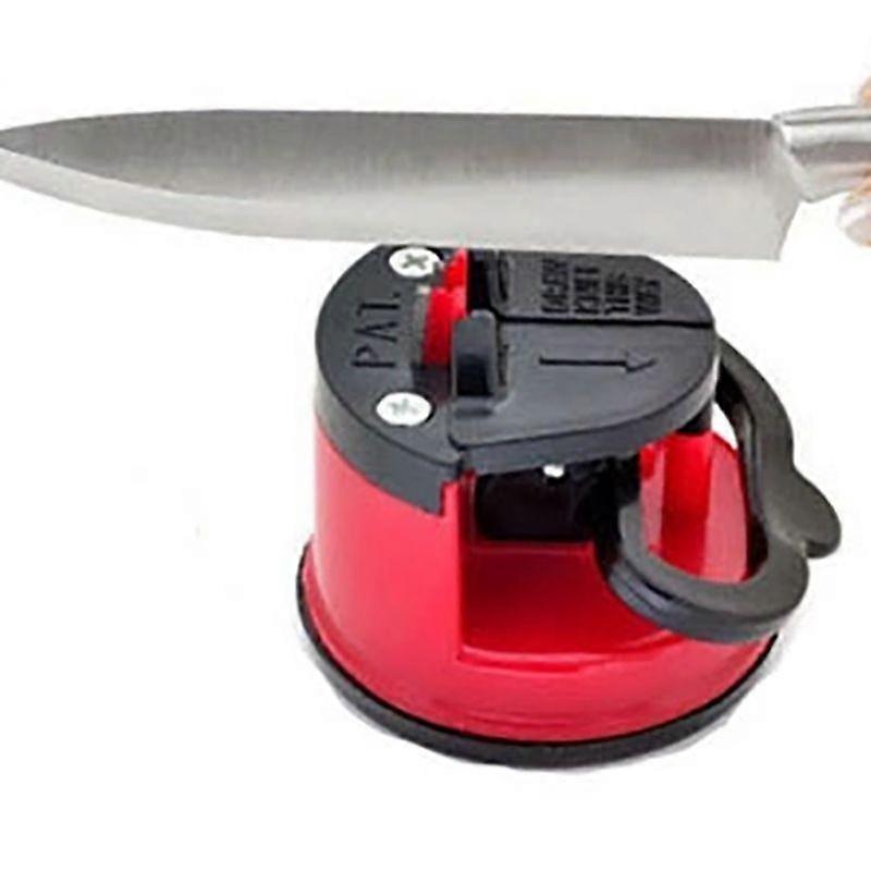 Red Knife Sharpener with Suction Cup Kitchen Tool