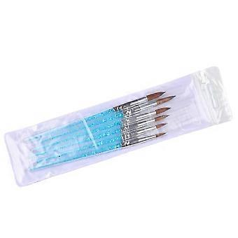 Nail Painting Tools 6Pcs Nail Art Brushes with Rhinestone Handle for Manicure