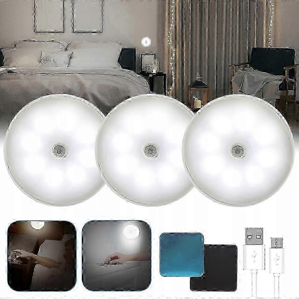 3x Night Lamp For Wardrobe With Motion Sensor Led Usb Charging Set