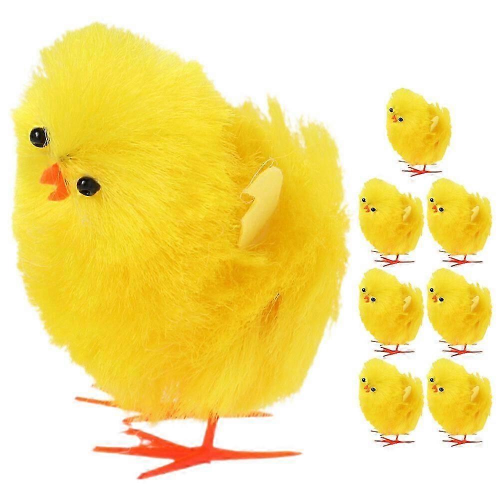 8Pcs Mini Chicks Set Easter Yellow Mini Fluffy Chicks Plush Chicken Figures