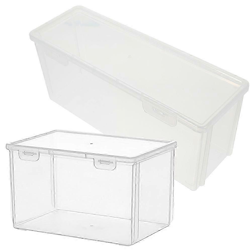 Bread Storage Box for Food Keeping 2Pcs Transparent Plastic Kitchen Container