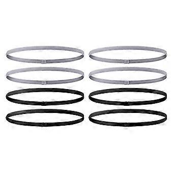 Lot de 8 bandeaux de sport épais, antidérapants et élastiques, pour cheveux, pour l'exercice et la transpiration, pour femmes et hommes (noir, gris)