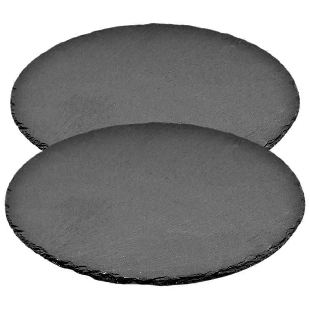 Black Round Plate for Steak Serving 2Pcs Multi-Function Tray