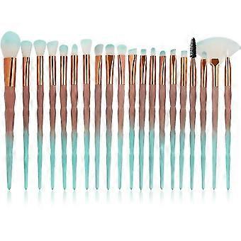 20 Pack Professional Synthetic Foundation Makeup Brush Set(green coffee)