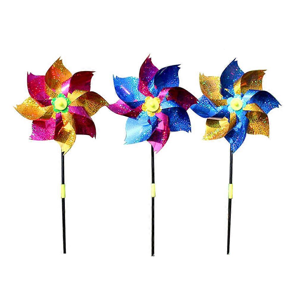 Colorful Glitter Plastic Octagonal Windmill Toy for Playing 8Pcs Set