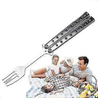 Butterfly Trainer Spoon Foldable Stainless Steel Butterfly Training Style Spoon Bottle Opener Flatware Utensil compatible with Travel