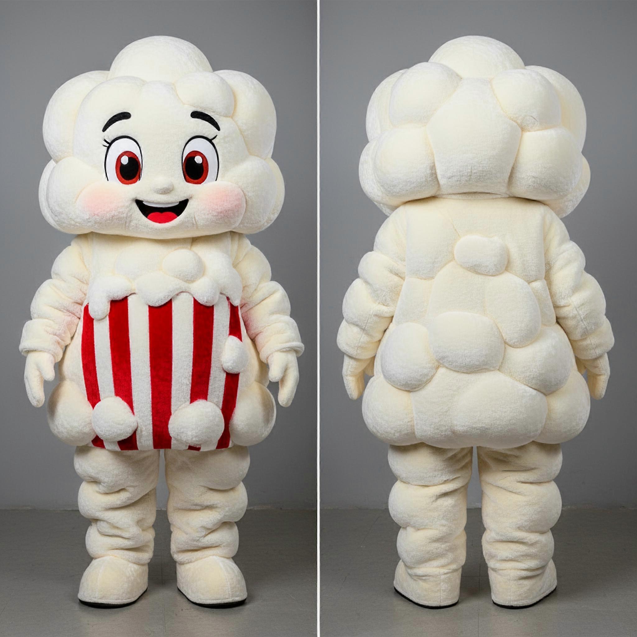 MASTICOT Fluffy White Pop Corn Mascot