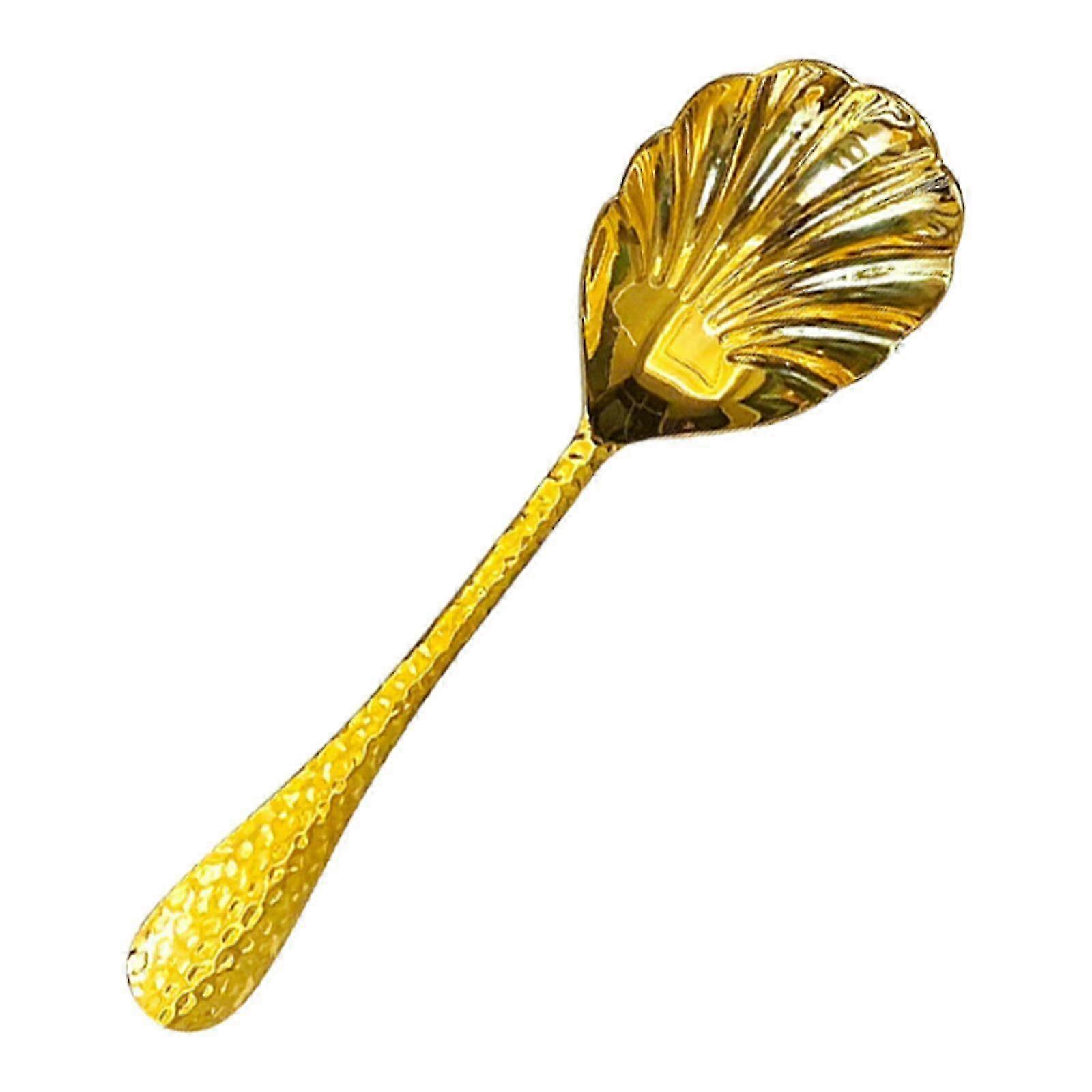Large Serving Spoon Tablespoon Shell Shape Easy to Clean Flatware Hammered