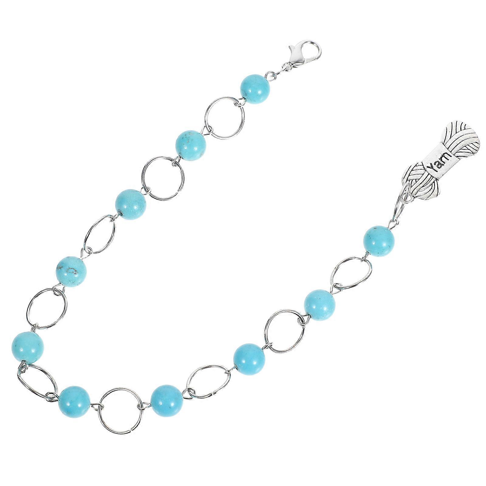 Stitch Marker Keeper Pendant with Multi Beads Chain for Knitting Row Counting