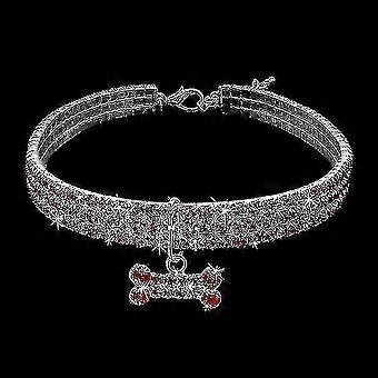 Hondenriem en halsband set, glinsterend met strass-steentjes, verstelbaar, makkelijke sluiting, geschikt voor kleine honden zoals chihuahua, Yorkshire terriër en mopshond, 2 stuks, z