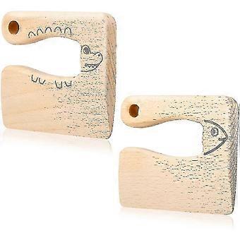 2 Pieces Wooden Kids Knife For Cooking, Children's Safe Knives Wooden Kids Knife For Cooking And Cutting Veggies Fruits, Cute Fish And Crocodile  zddk