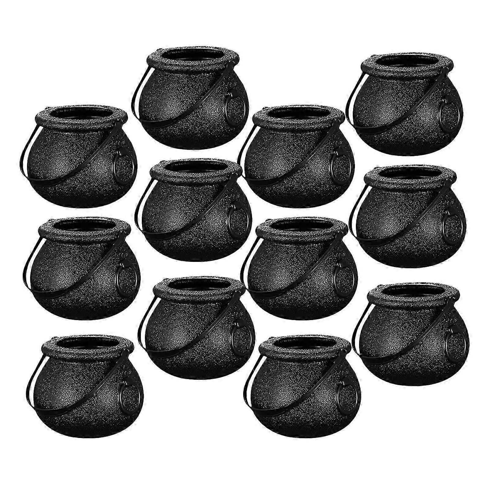 Storage Use Black Plastic Halloween Candy Cauldron 24Pcs