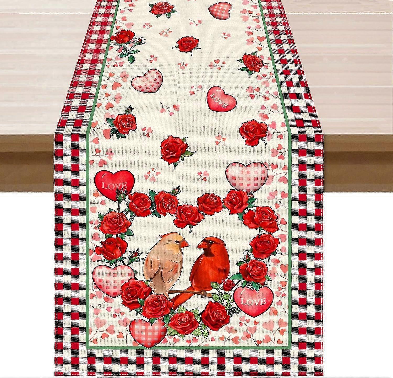 Roses Hearts Table Runner 13x72 Inch