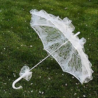White Lace Bridal Umbrella Parasol, Elegant Vintage Wedding Photo Prop, 22 x 22.8 inch