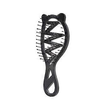 Pettine per capelli a forma di Z con orecchie di gatto in ABS, rosa e nero, utilizzabile su capelli asciutti e bagnati, design anti-groviglio, per donna, casa, viaggi, bagno, accessori per capelli