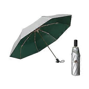 Travel Umbrella Windproof Double Layer Sun and Rain Protection Compact Lightweight Folding Parasol Green