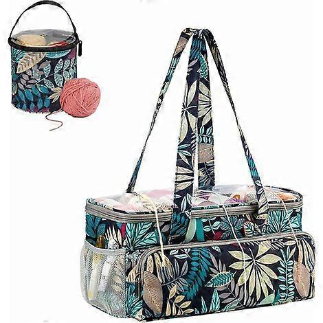 Large Capacity Knitting Bag with Transparent Top and Adjustable Strap