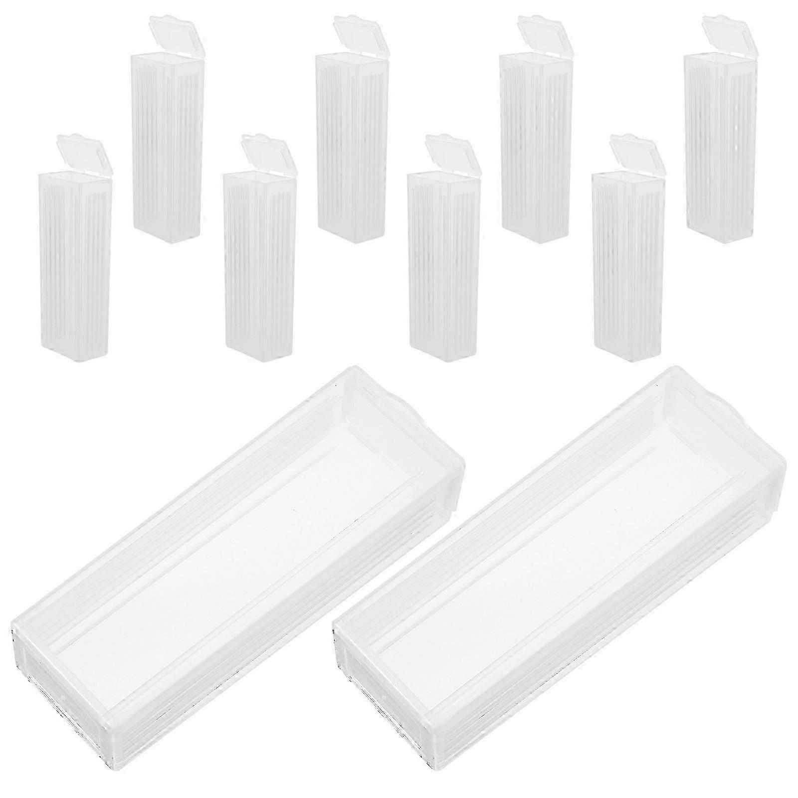 Microscope Slide Storage Organizer for Laboratory Use 10Pcs Transparent Plastic Box
