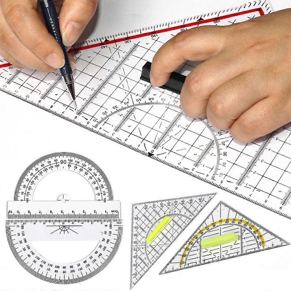 Multi-function Triangle Ruler With Handle Transparent Angle Protractor Geometry Measuring Drawing Drafting Tools School Supplies