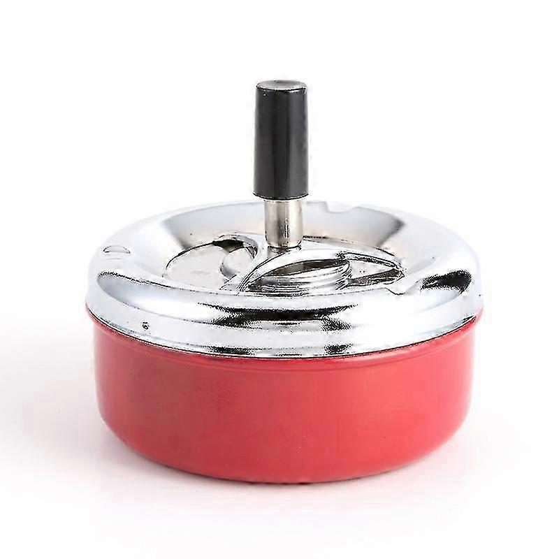 Red Metal Rotating Lid Ashtray