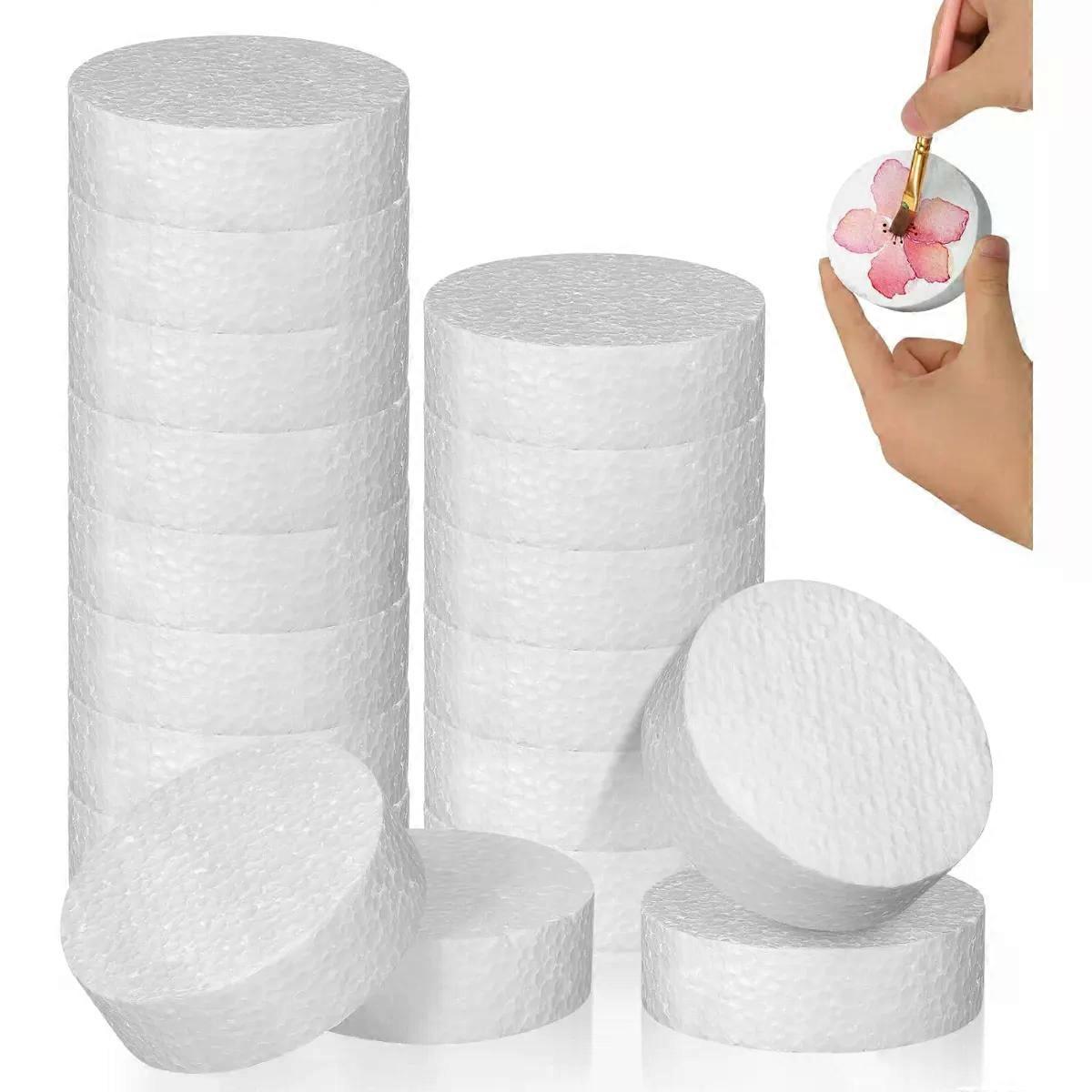 18pcs White Round Foam Craft Shapes Polystyrene Multi-Purpose