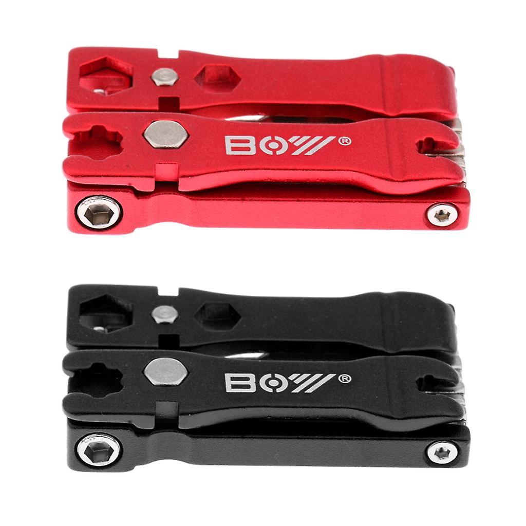 2pcs Multi Tool Bike Multitool Bicycle Combination Repair Set Red + Black