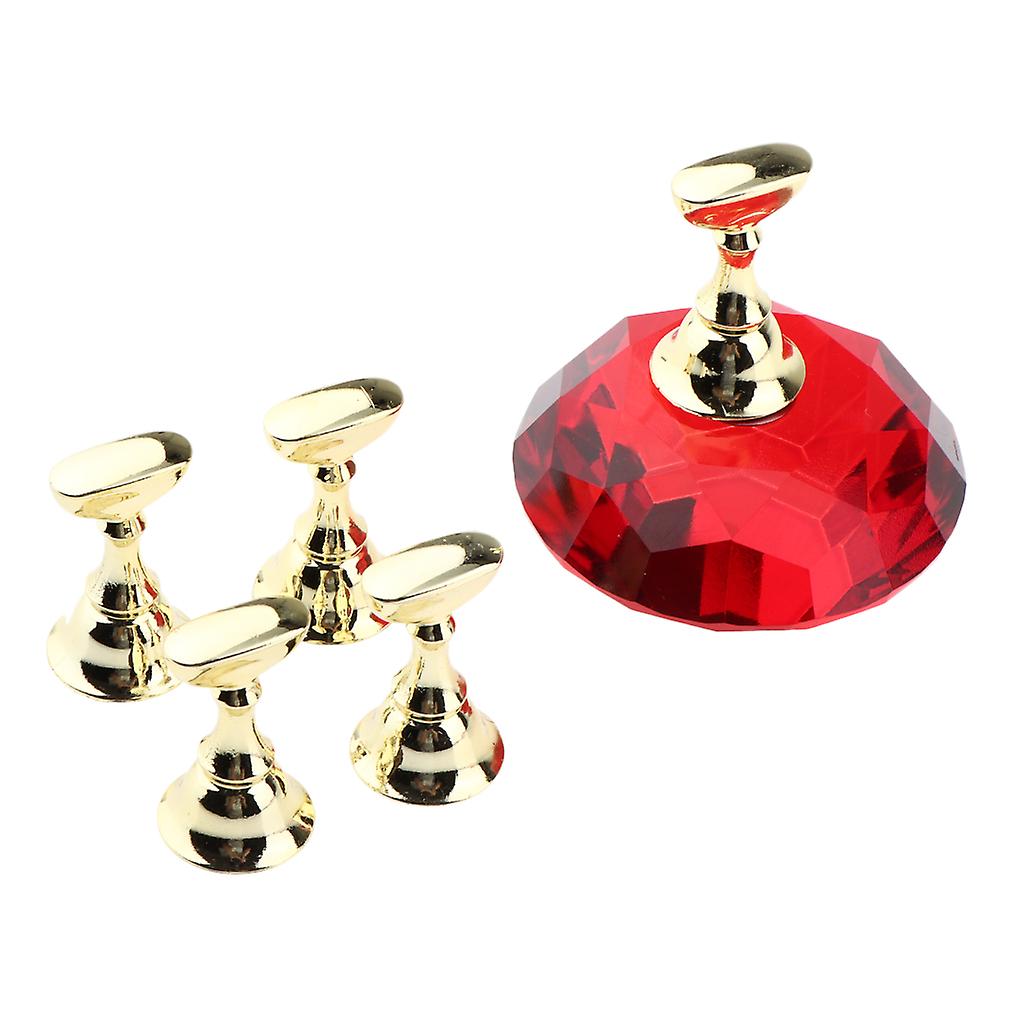 5pcs Nail Tip Holder Stand & Display Base for Nails Practice Red Crystal