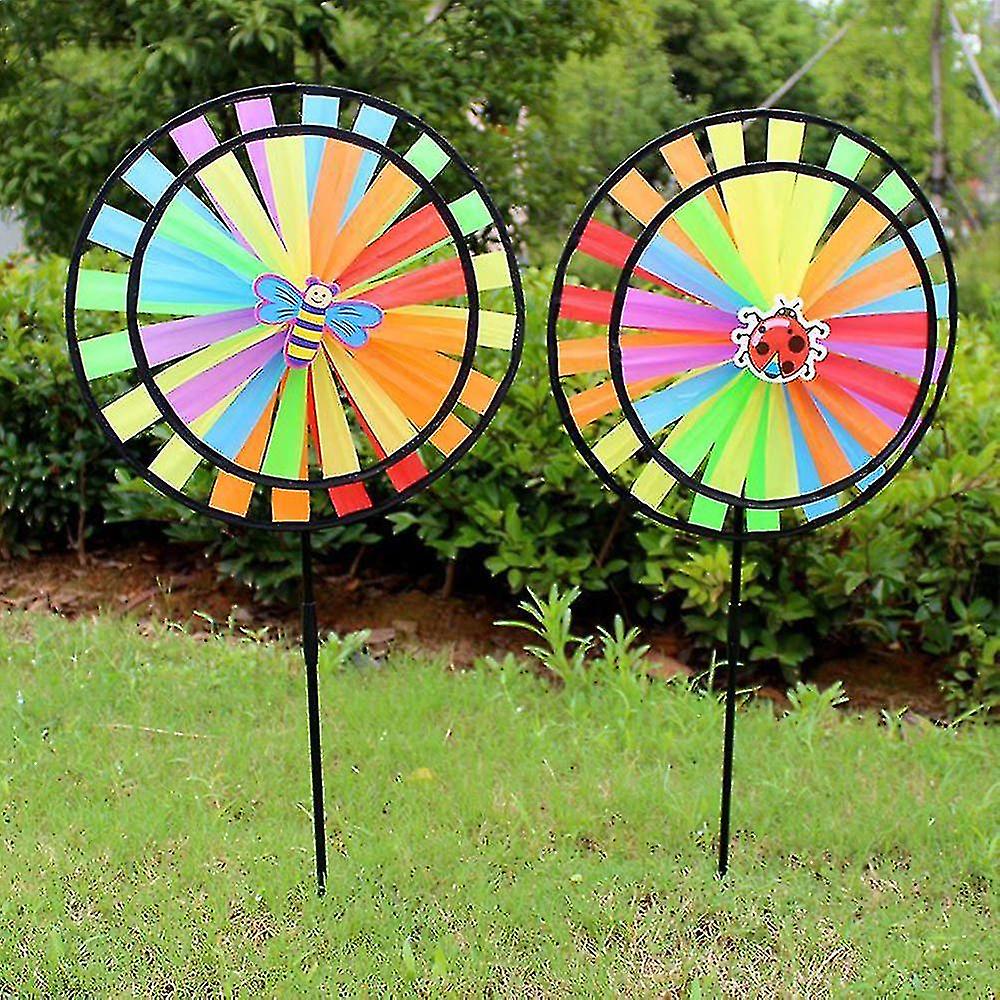 Double-layer Rainbow Wind Spinners Outdoor Windmill Garden Decorations