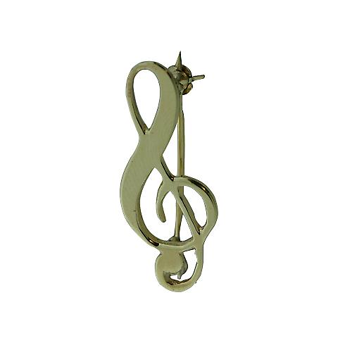 9ct Gold 27x12mm G Clef Brooch