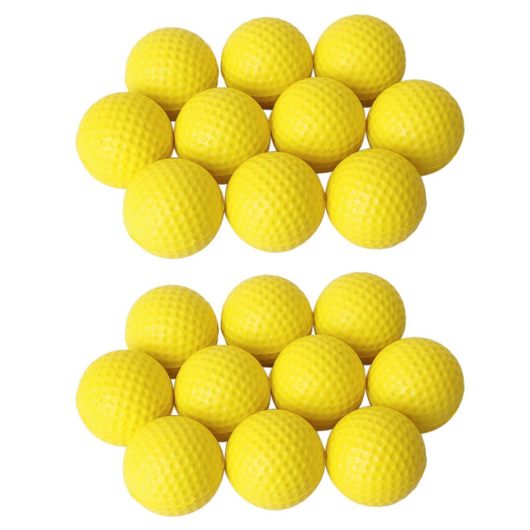 20pcs Yellow Soft Elastic Indoor Practice Pu Golf Ball
