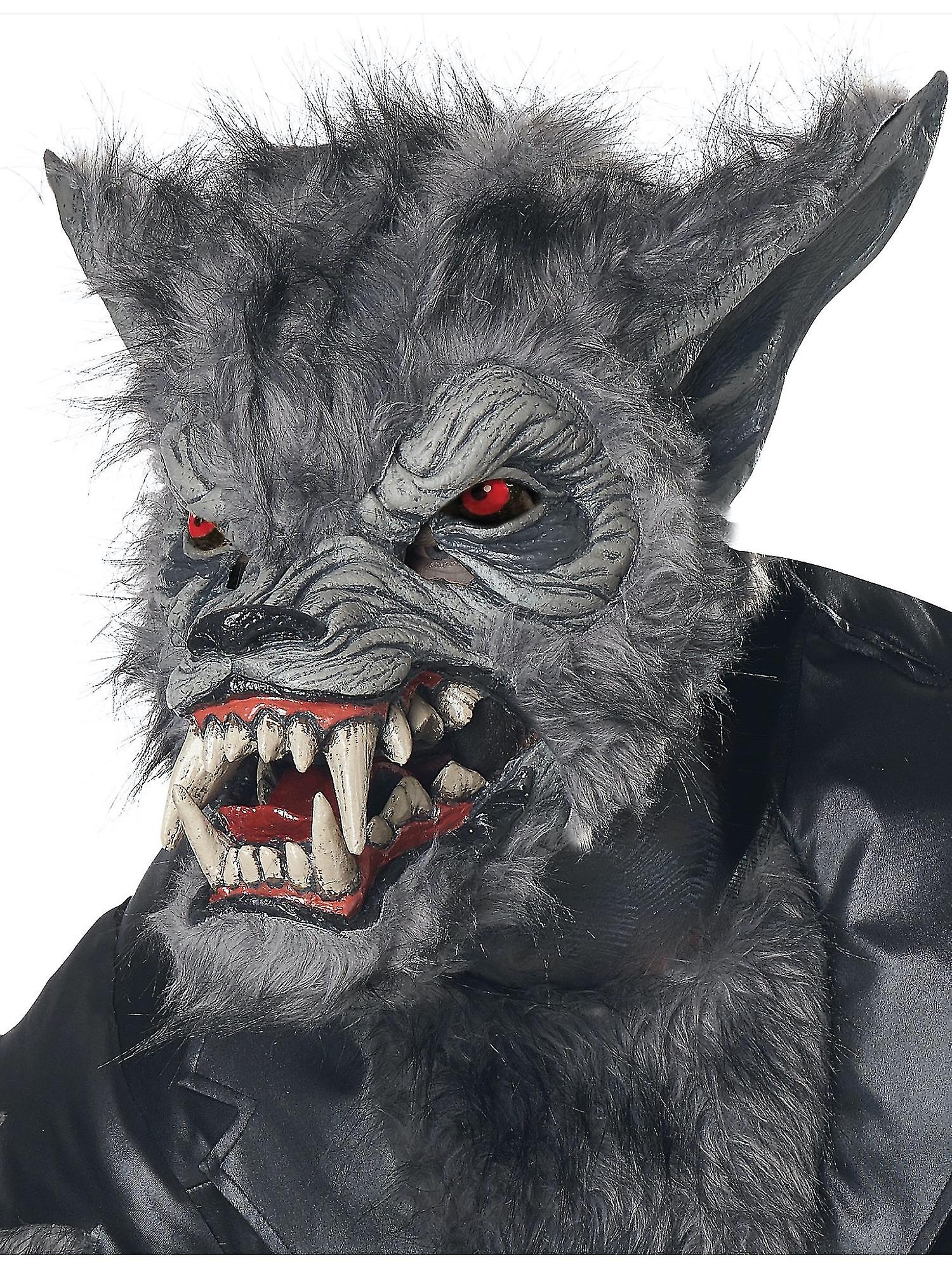 MIMIKRY - Masque Loup-garou En Fourrure Noire/argentée - Pour Costume Halloween, Carnaval Et Fêtes Déguisées - 12