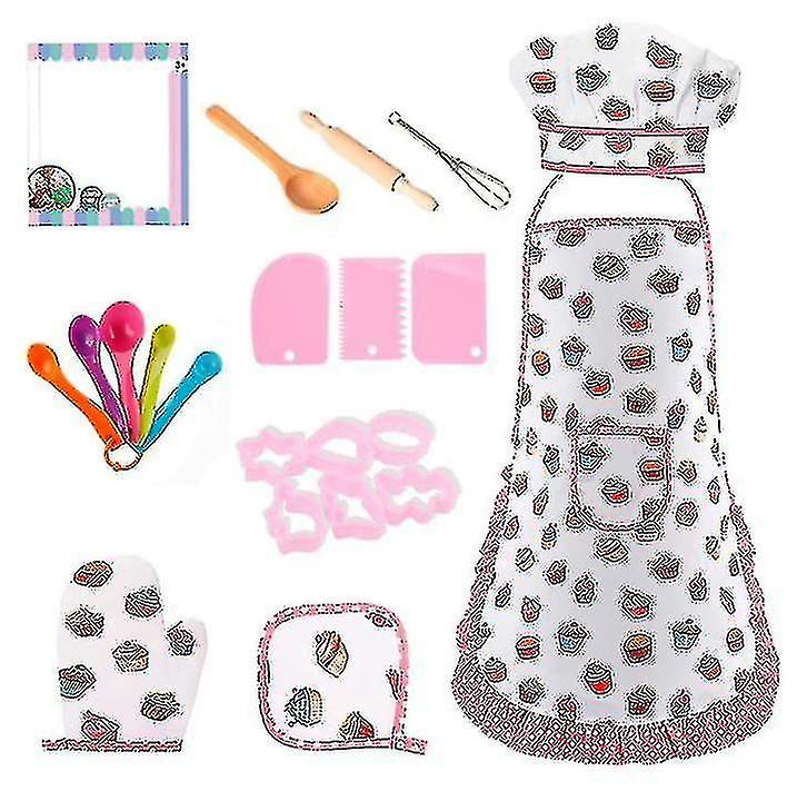 17pcs Cooking Set Cute Baking Set Kitchen Toy Set Accessories Apron
