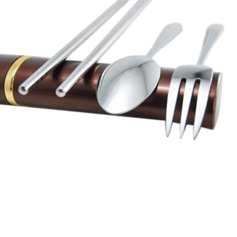 Portable Travel Tableware Set Stainless Steel Fork Spoons Folding Chopsticks With Container Case