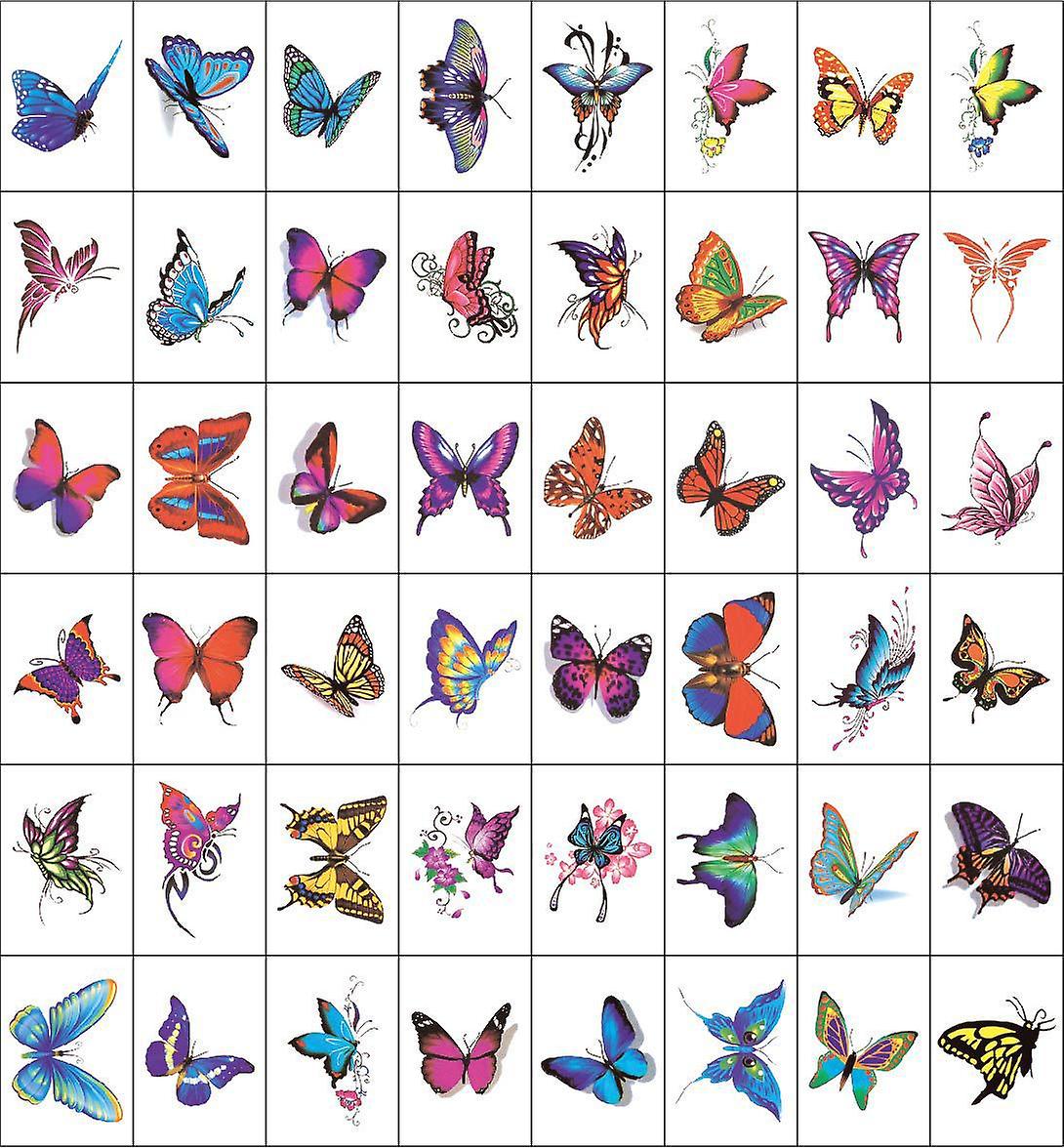 Tatouages Temporaires Papillons Colorés - Envoi Gratuit, Multicolore, Taille S, Rectangle