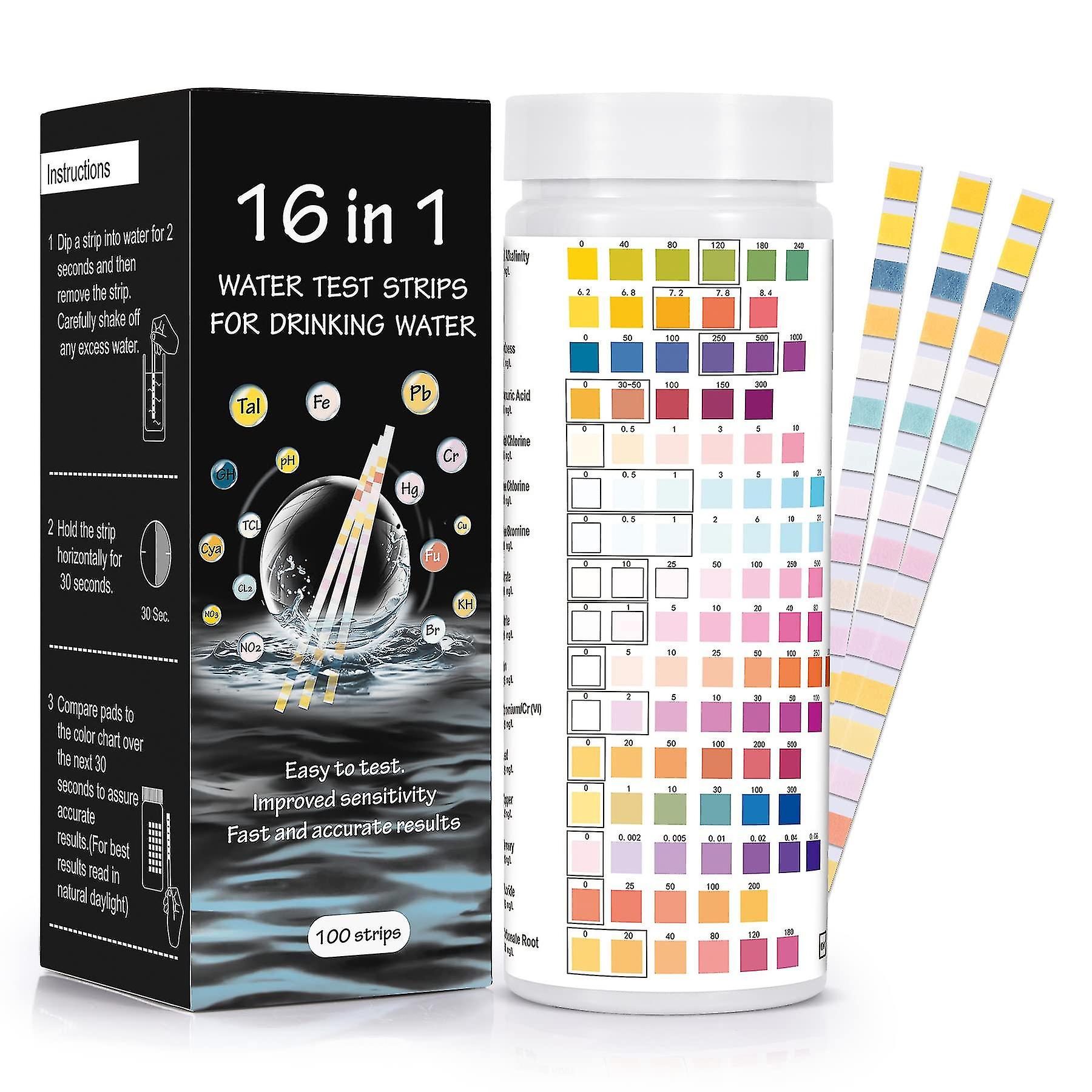 Vann Testing Kits For drikkevann, 16 I 1 Drikkevann Test Kit 100pcs Bly Testing Kit Vannhardhet Test Kit