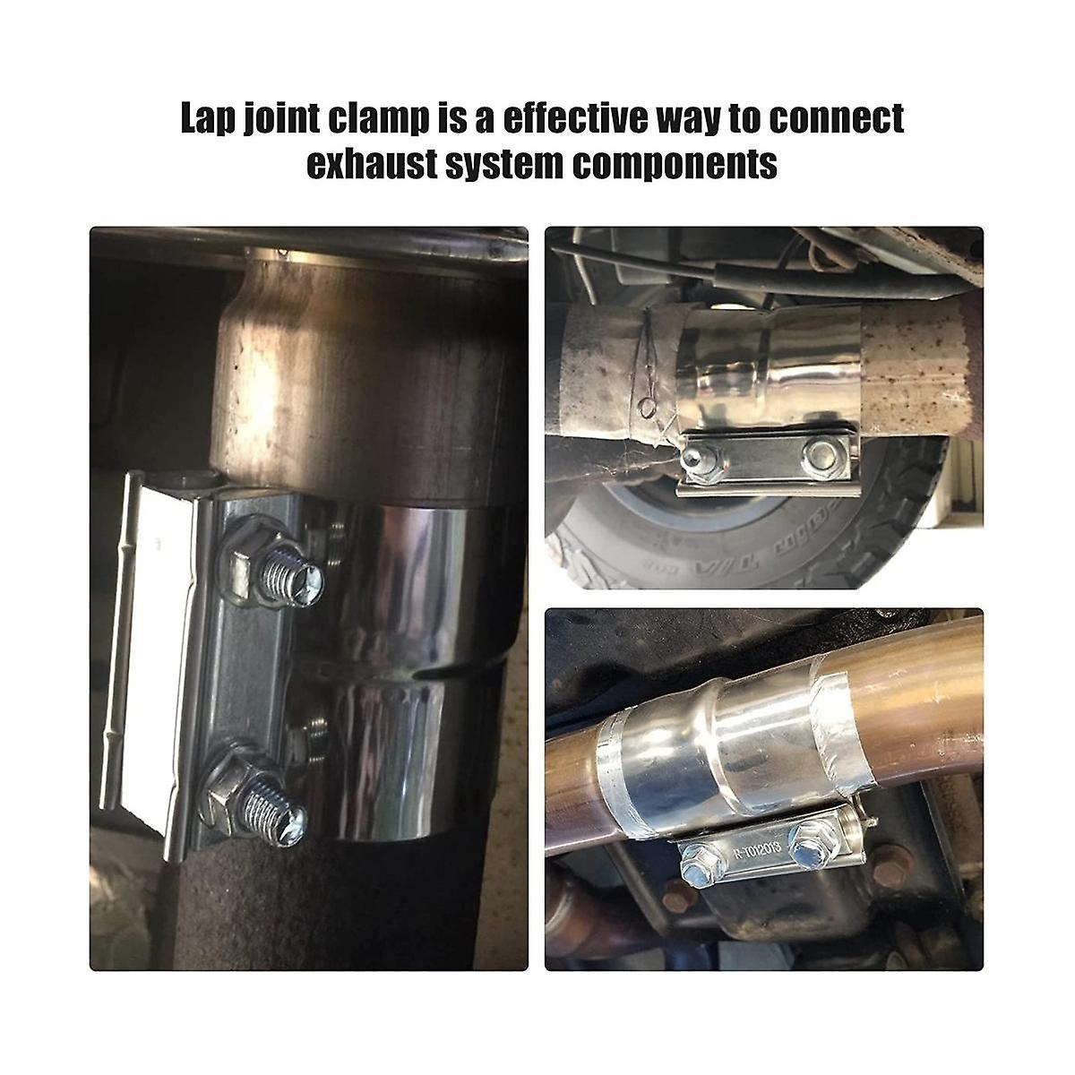 thumbnail image 2 of 4 Inch Lap Joint Exhaust Clamp - Stainless Steel Sleeve Coupler (2 Pack) 2 of 5