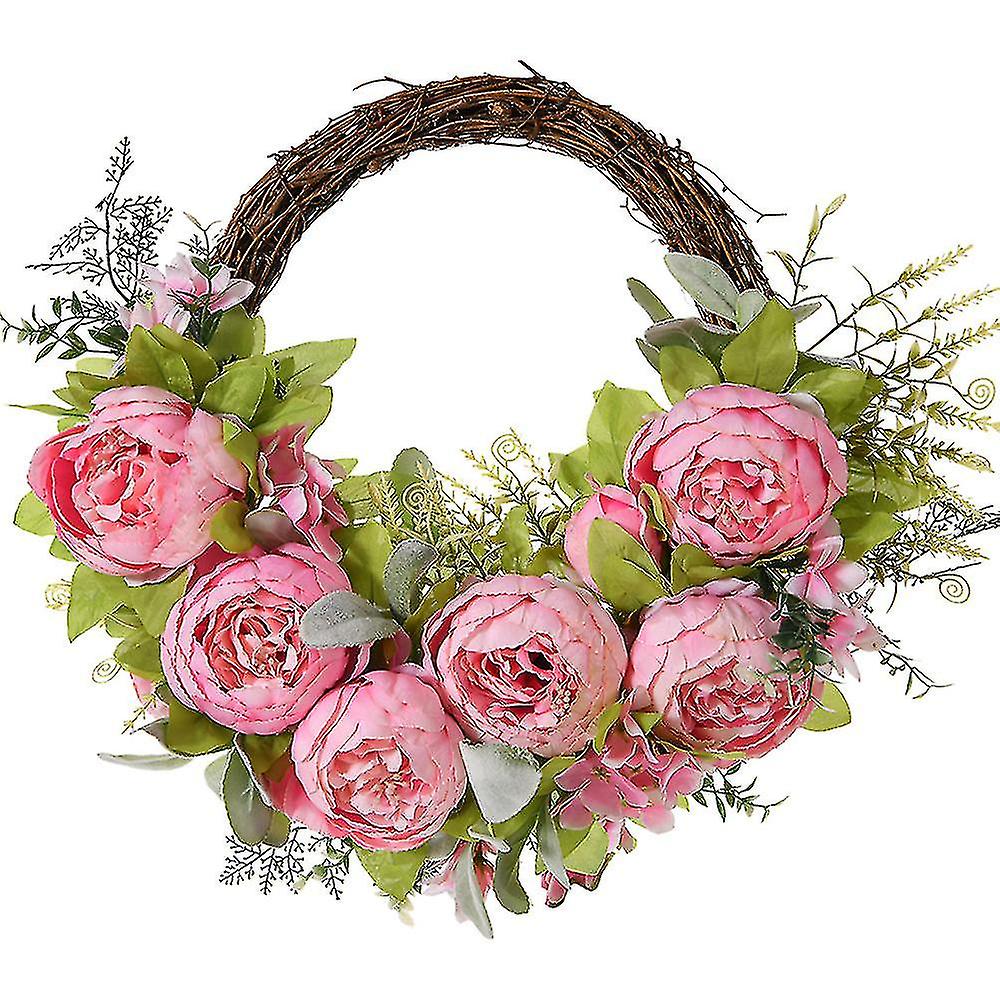 Simulated Peony Wreath, Artificial Door Hanging Wreath, Spring Wedding Home Decor