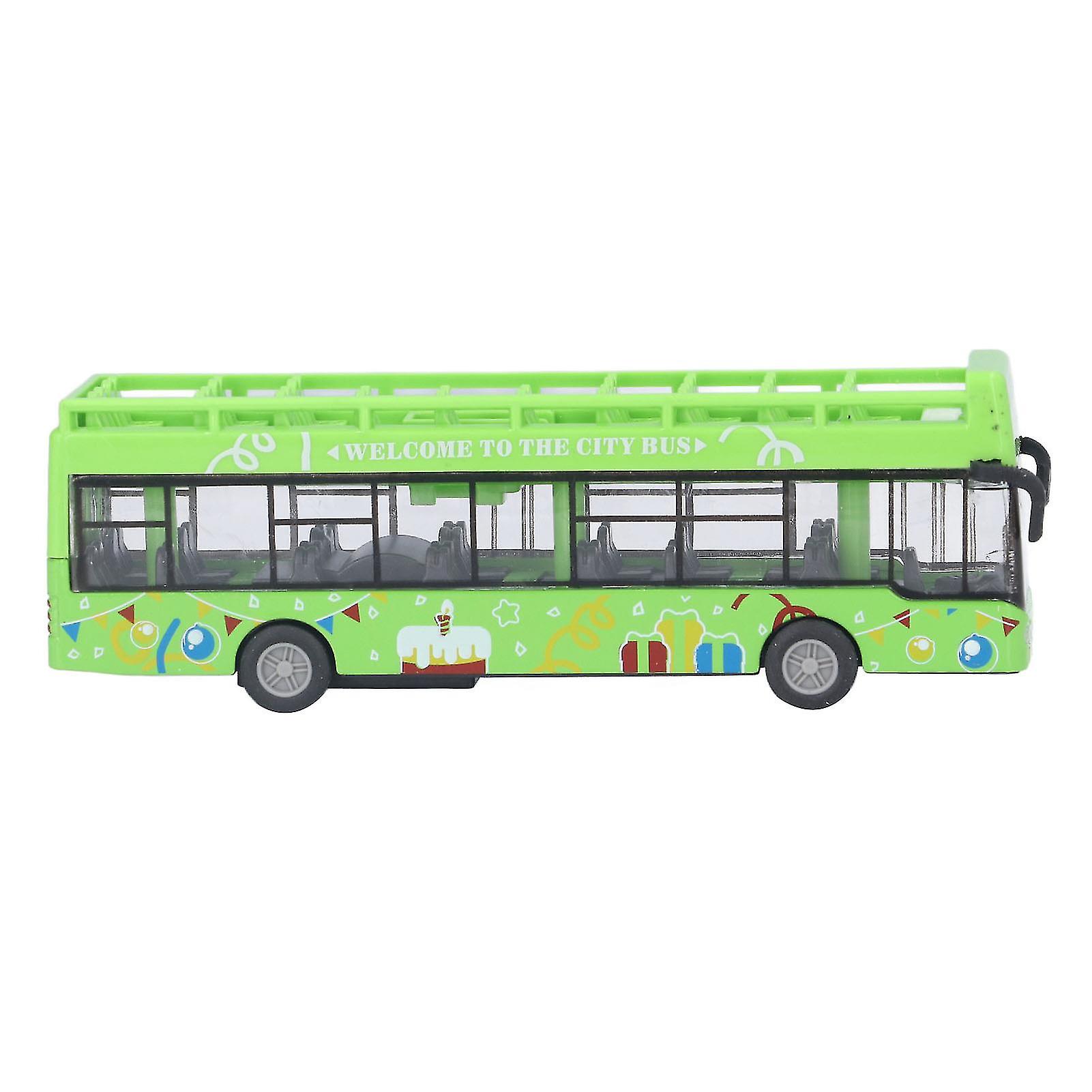 Children's Alloy Convertible Bus Model, High Simulation, Exquisite Appearance, Pull Back Metal Bus Toy for Kids, Green