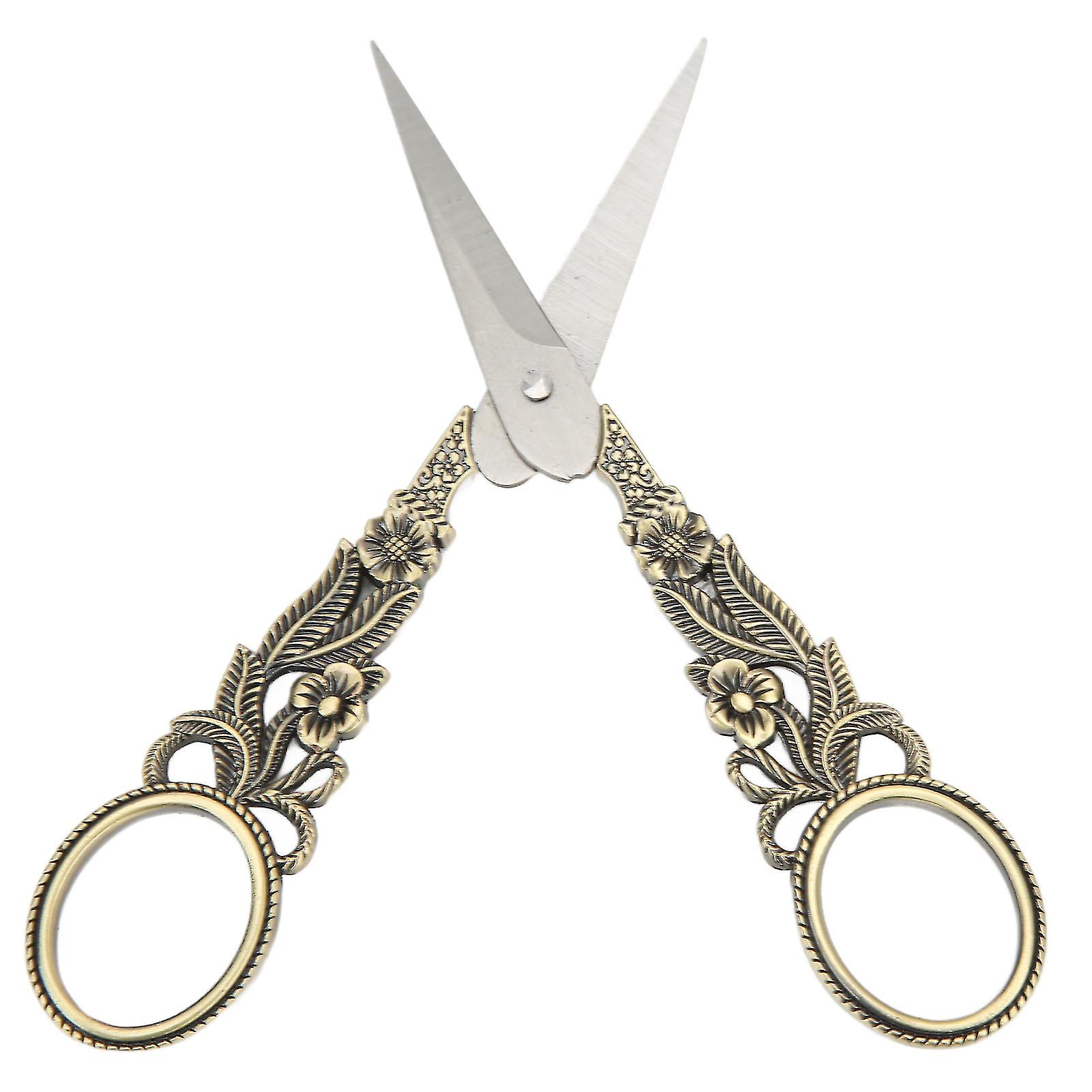 Ciseaux à broder Design ergonomique Poignée confortable Bords incisifs Style rétro en acier inoxydable Bronze Ciseaux à coudre