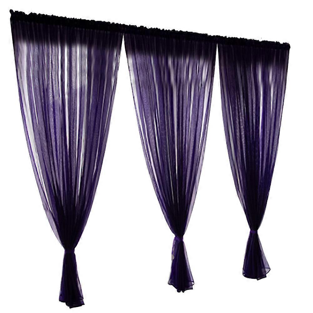Simple Style Purple Polyester Window Voile Curtain Sheer Panel 1x2m