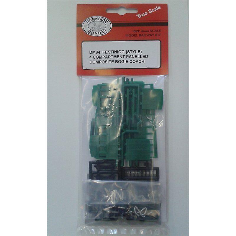 Dundas DM64 Festiniog (style) 4 Compartment Panelled Composite Coach OO9 / HOe Plastic Unpainted OO9 Scale model
