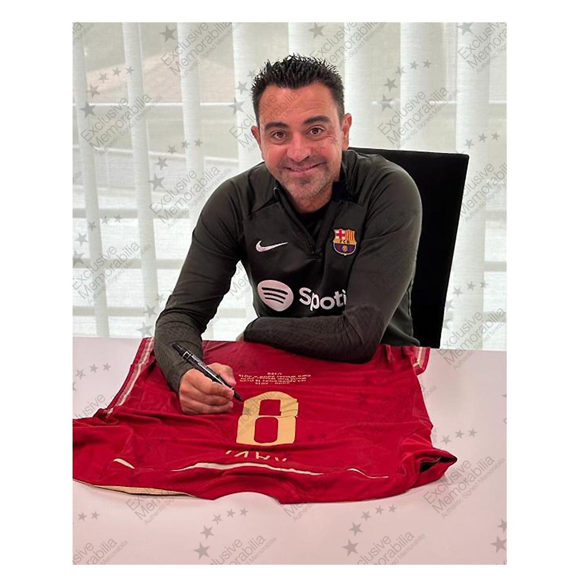 Maillot Espagne 2014-15 Signé Xavi Hernandez – Broderie Carrière – Certifié