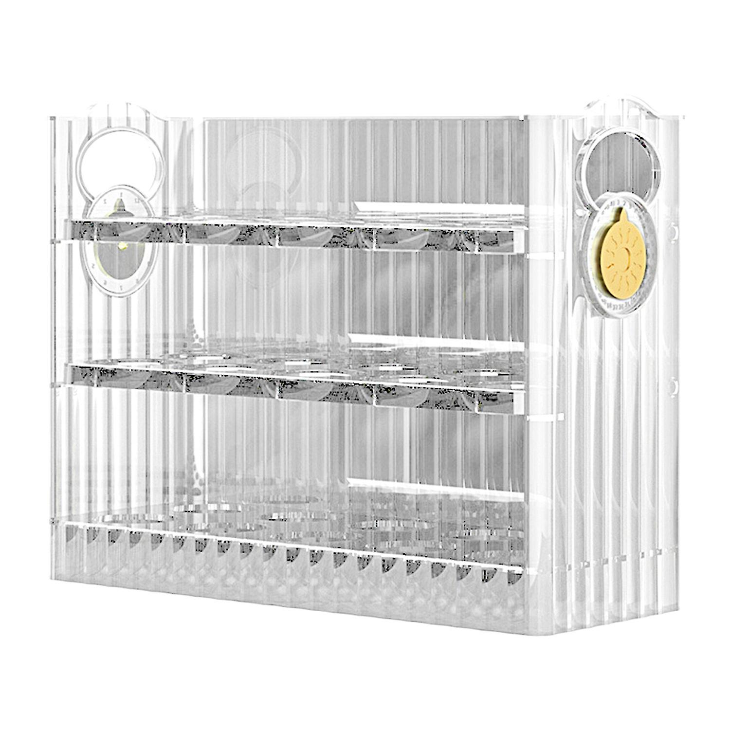 Egg Holder High Capacity Timer Function Flip-Type 3 Layer Vertical Refrigerator Egg Tray Kitchen Acc